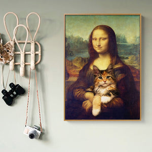 Mona Lisa And Cat Art Canvas Painting®