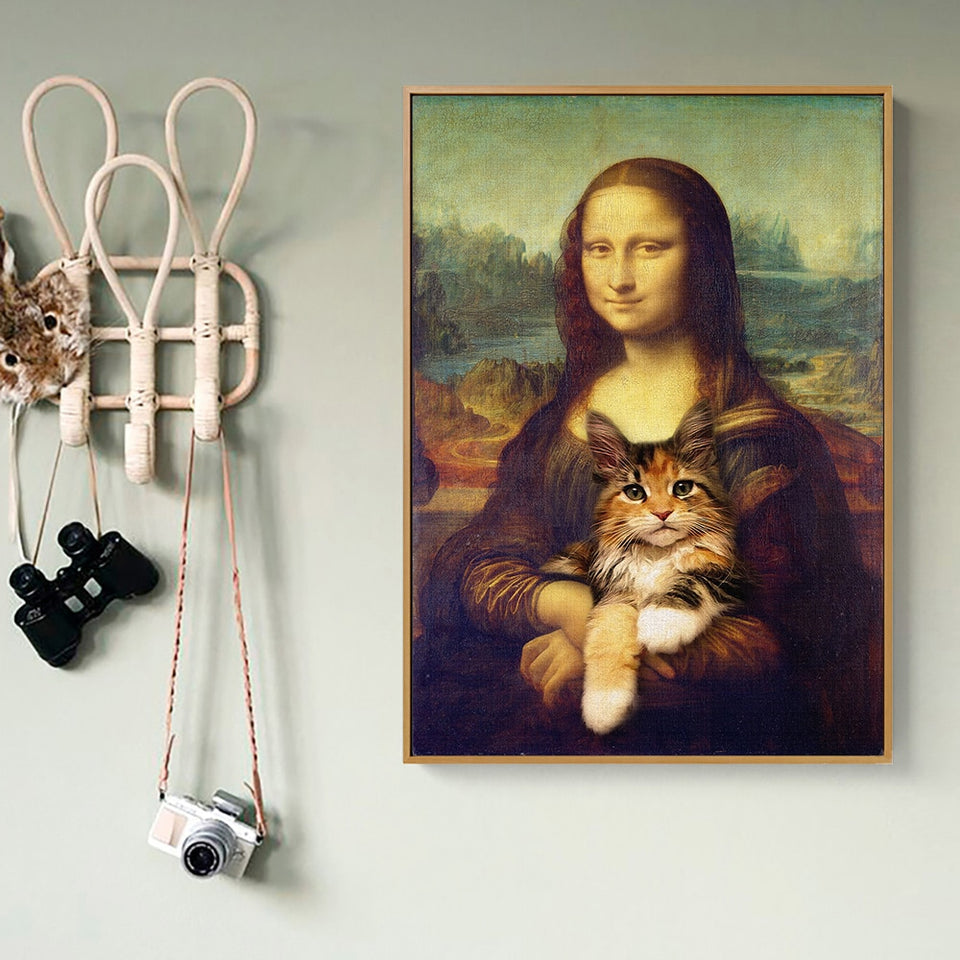 Mona Lisa And Cat Art Canvas Painting®