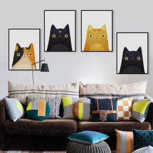 Modern Watercolor Cute Cat And Avatar Poster Print Canvas Painting Picture Decoration Home Aisle Wall Art Decoration Custom
