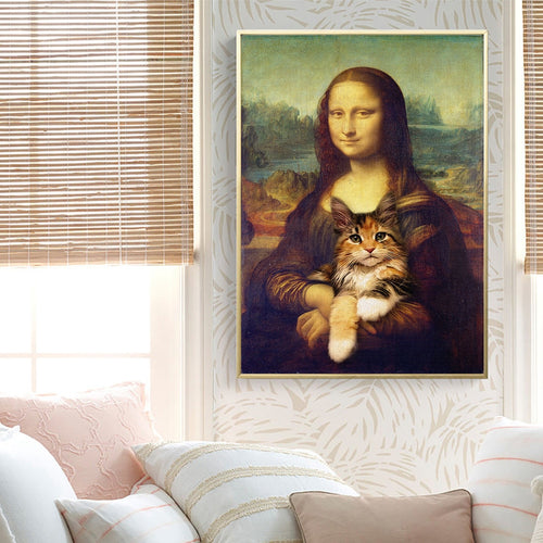 Mona Lisa And Cat Art Canvas Painting®