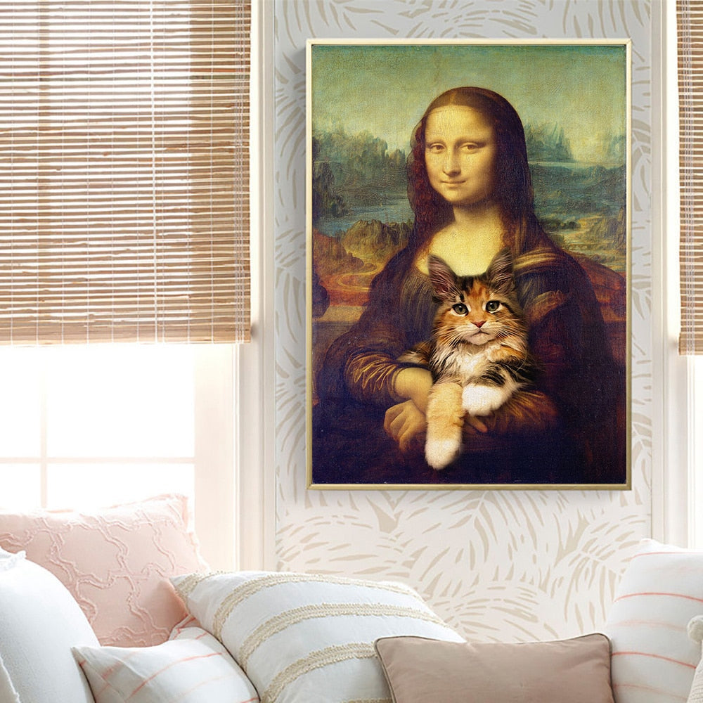 Mona Lisa And Cat Art Canvas Painting®