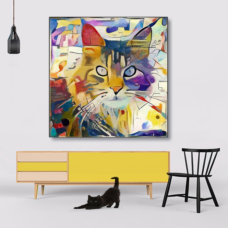 Colorful Cat Abstract Canvas Wall Art®