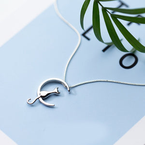 Silver Cat Moon Necklace®