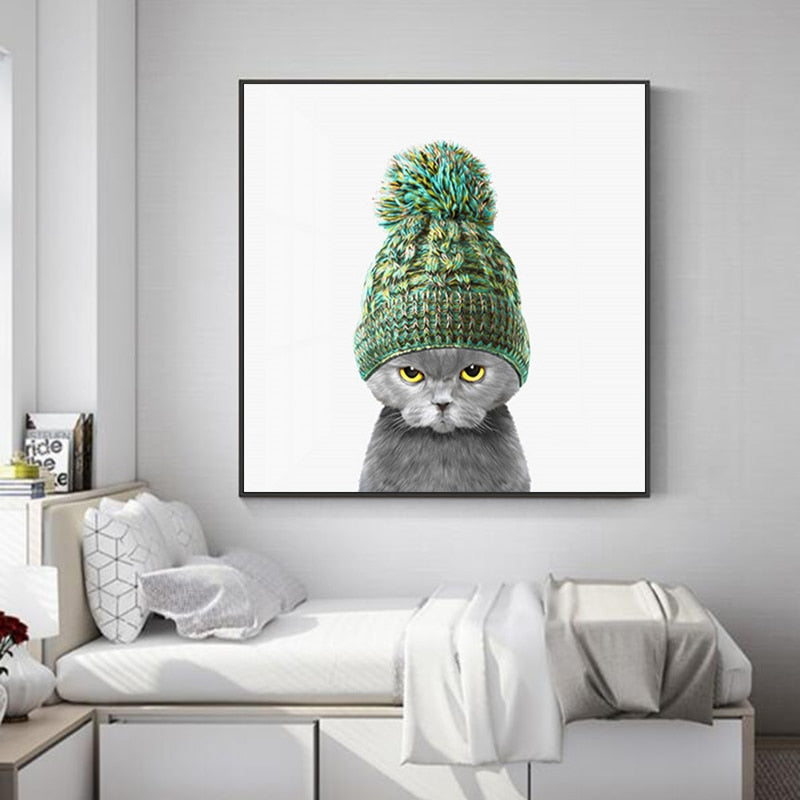 Cat Woolen Cap Canvas Wall Art®