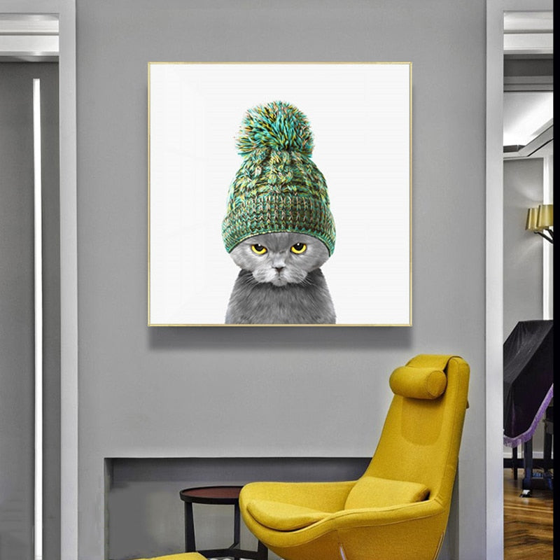 Cat Woolen Cap Canvas Wall Art®