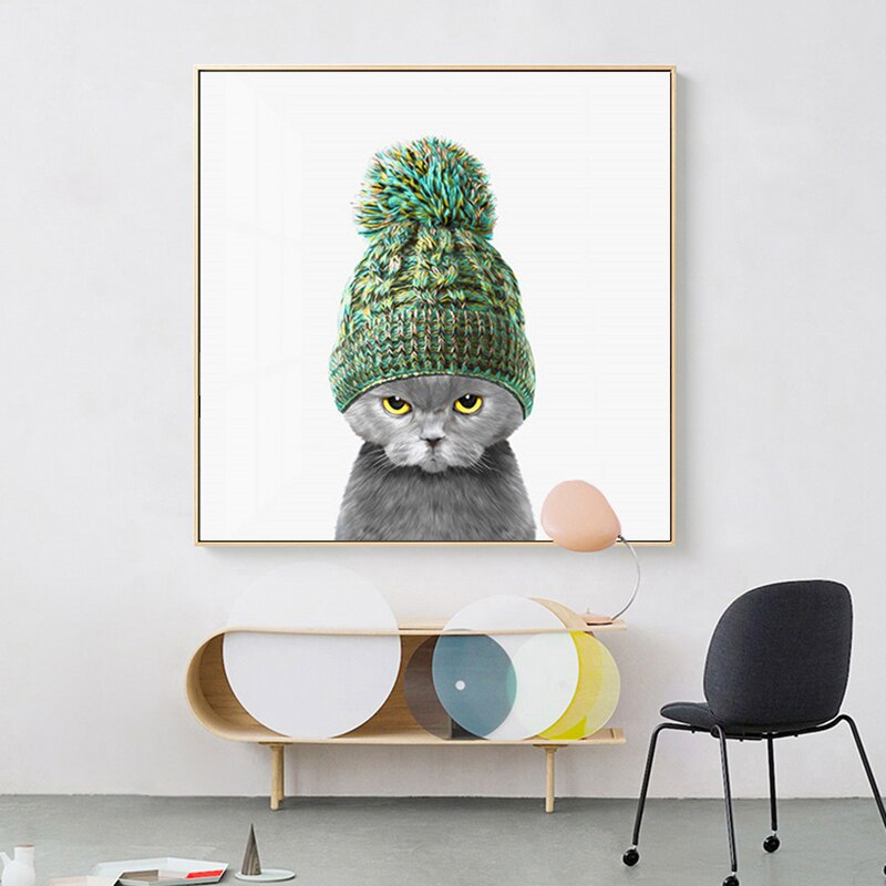 Cat Woolen Cap Canvas Wall Art®