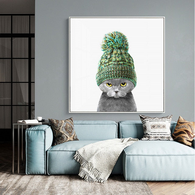 Cat Woolen Cap Canvas Wall Art®